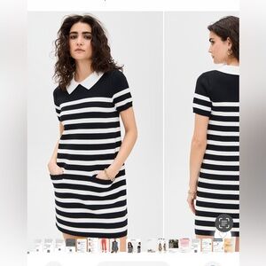 NWT English Factory Black and White Striped Dress sz L